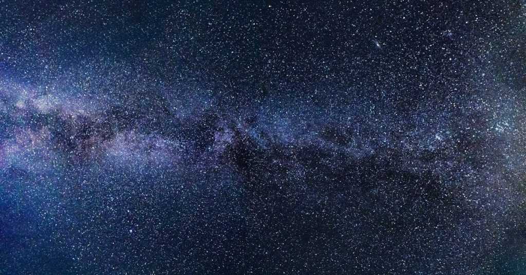 A breathtaking view of the starry night sky showcasing the Milky Way galaxy. Perfect for celestial themes.